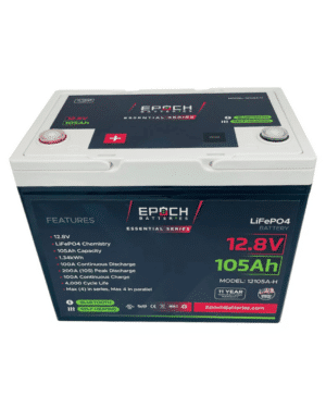 Epoch 12V 105Ah Essential Series - Bluetooth & Heated LiFePO4 Battery