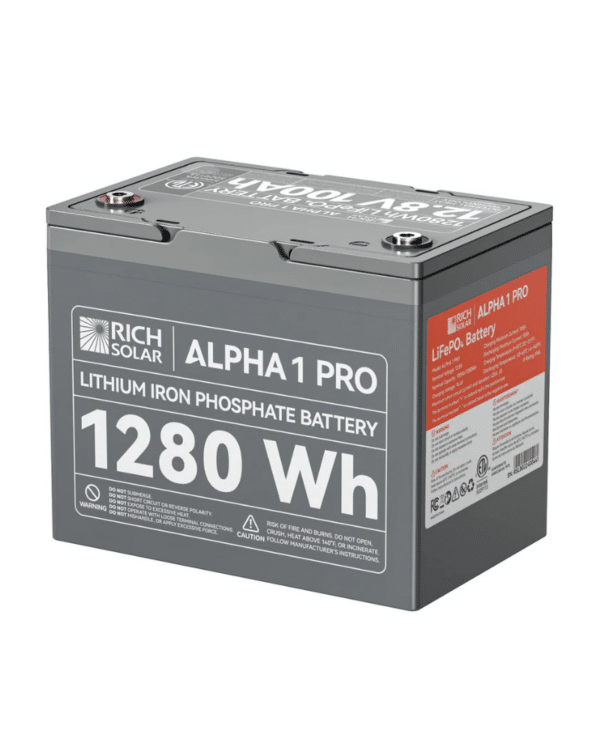 Rich Solar ALPHA 1 | 12V 100Ah LiFePO4 Battery | UL1973 Certified