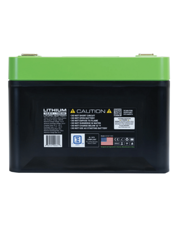 Expion360 12V 100AH Group 27 LiFePo4 Battery | UL1973 Certified